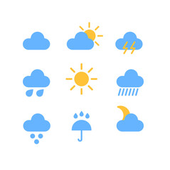 Weather forecast color web icons collection