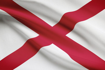 Wall Mural - Series of ruffled flags of US states. State of Alabama.