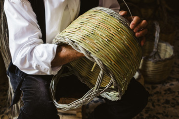 Handmade basket, traditional crafts of Sardinia, Italy