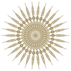 Wall Mural - Decorative gold and frame with vintage round patterns on white.