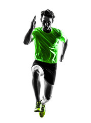 Wall Mural - young man sprinter runner running silhouette
