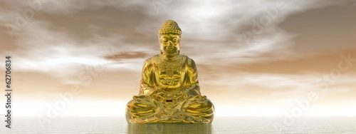 Obraz na płótnie canvas czteroczęściowy "tetraptyk" Złoty Budda - 3d render