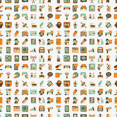 Poster - seamless retro flat communication pattern