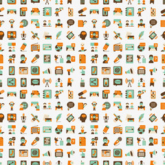 Poster - seamless retro flat communication pattern