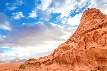 Wall Mural - Scenic Jordanian rocky mountain in Wadi Rum, Jordan