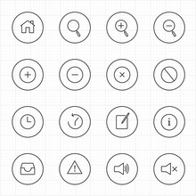 Internet And Web With Circle Line Icons White Background