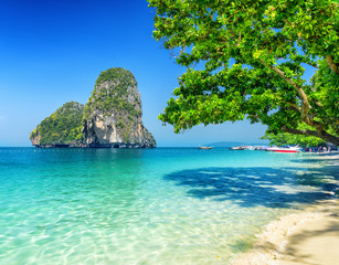 Poster - Clear water and blue sky. Phra Nang beach, Thailand