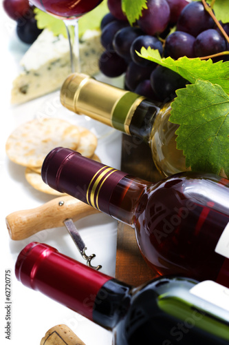Board z aluminiowym obramowaniem Wino, winogrono i ser