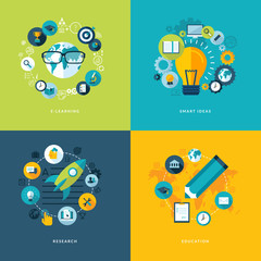 Wall Mural - Set of flat design concept icons for education