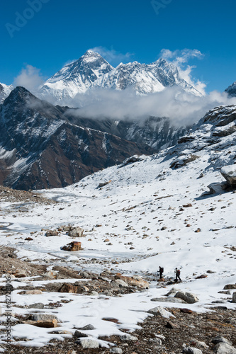 Fotoboard na płycie Widok mt.everest z górskiej przełęczy renjo, Nepal