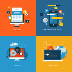 set of flat design concept icons for web development