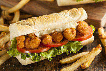 Homemade Shrimp Po Boy Sandwich