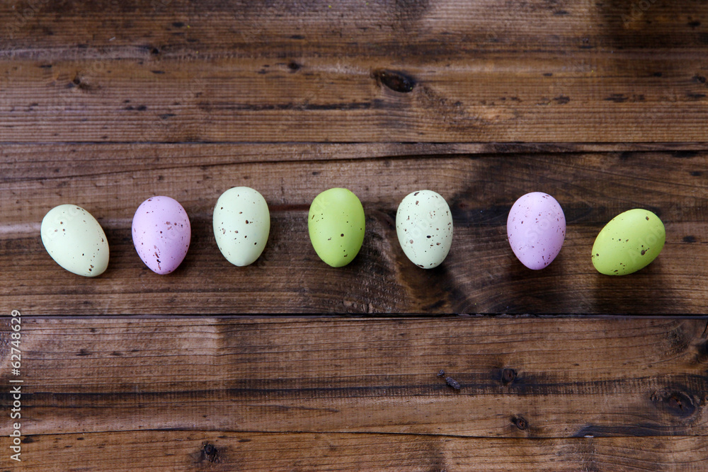 Easter eggs on wooden background