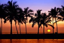 Hawaiian Sunset On Big Island, Anaehoomalu Bay