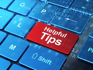 Wall Mural - Education concept: Helpful Tips on computer keyboard background