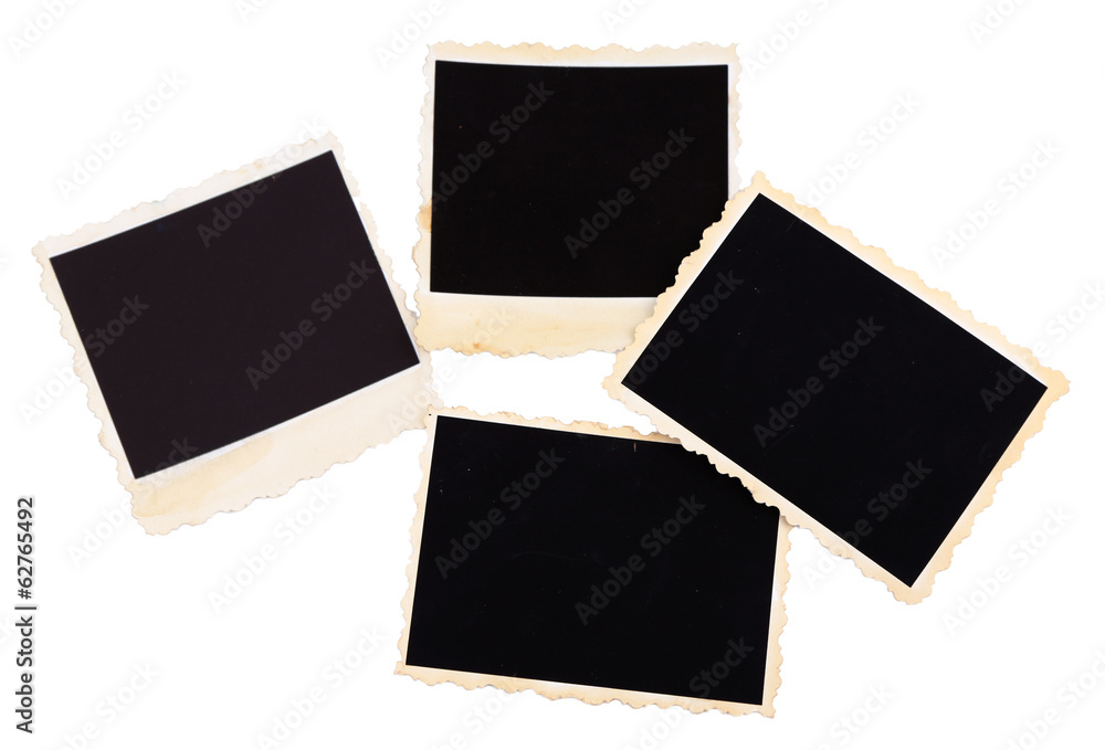 Blank old photos isolated on white