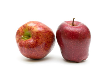 two red apples on white background