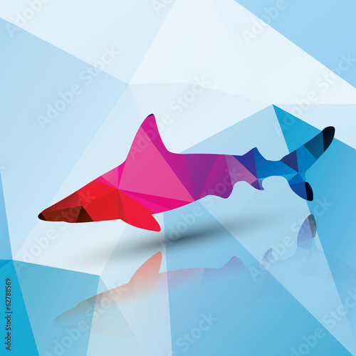 Plakat na papierze fotorealistycznym Geometryczne wielokątne rekin, wzór, wektor