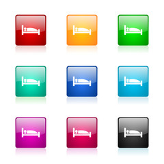 Canvas Print - hotel icon vector colorful set