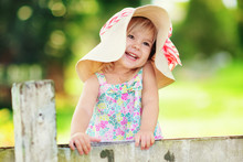 Portrait Of A Happy Little Girl Outdoor