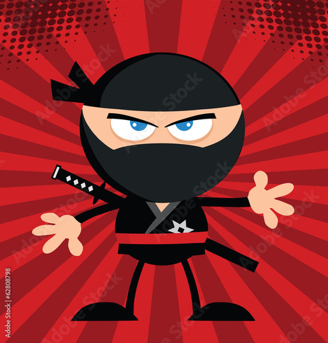 Board z aluminiowym obramowaniem Zły wojownik ninja character.flat wzór na czerwonym tle