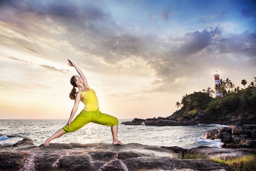 Wall Mural - Yoga near the ocean