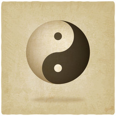 Yin yang old background - vector illustration