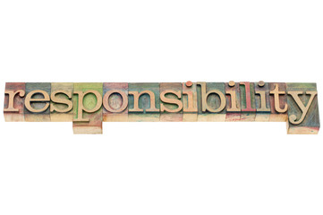 Wall Mural - responsibility word in wood type