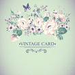 Vintage Floral Card with Butterflies.