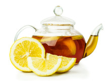 Lemon Tea In Glass Teapot