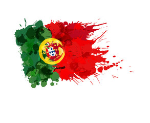 Wall Mural - Flag of Portugal made of colorful splashes