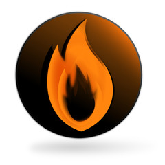 Fototapete - flamme orange sur bouton web
