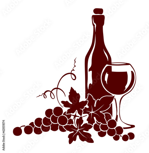 Naklejka dekoracyjna Design element -- vine and a wine bottle