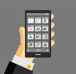 Wall Mural - Businessman hold smartphone with apps