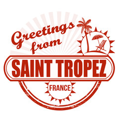 Wall Mural - Greetings from Saint Tropez stamp