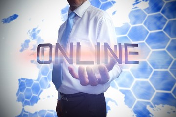 Aufkleber - Businessman presenting the word online
