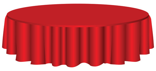 Round table with tablecloth