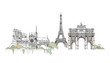 Paris, sketch collection: Notre Dame, Arch and Eiffel tower