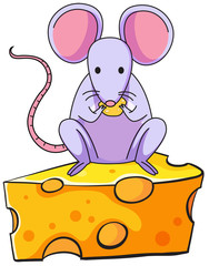 Sticker - A rat eating above the big slice of cheese