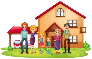 Poster - A big family in front of a big house