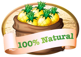 Wall Mural - A sack of pineapples with a natural label