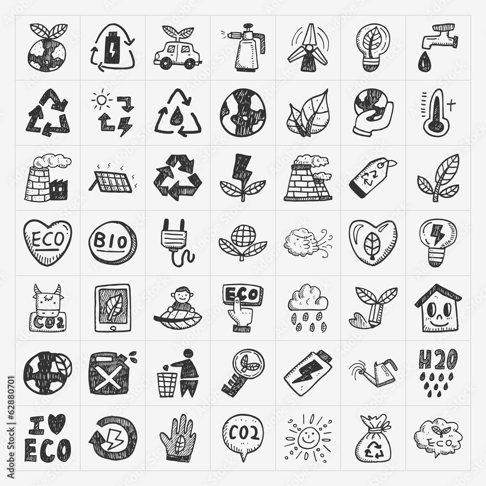 壁紙 ウォールミューラル Doodle Eco Icons 壁紙 ウォールミューラル Notkoo2008