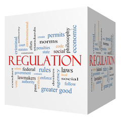 Regulation 3D cube Word Cloud Concept