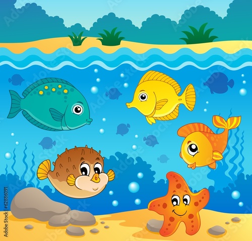 Obraz na płótnie canvas Podwodny ocean fauny temat 4