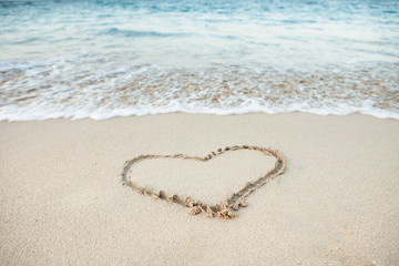 Heart shape drawn in sand