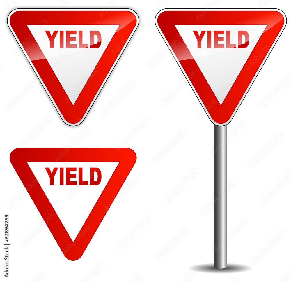 Vector yield sign - obrazy, fototapety, plakaty 