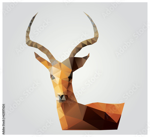 Plakat na papierze fotorealistycznym Antylopy wielobok geometryczny, trójkąt wzór, wektor