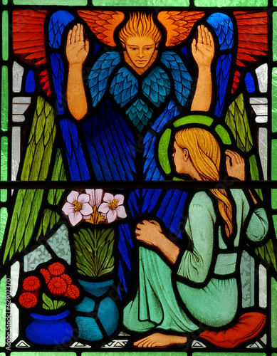 Fotoboard na płycie Mary and gabriel: annunciation in witraż
