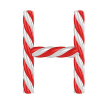 Christmas Candy Cane Font - Letter H