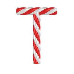 Canvas Print - christmas candy cane font - letter T